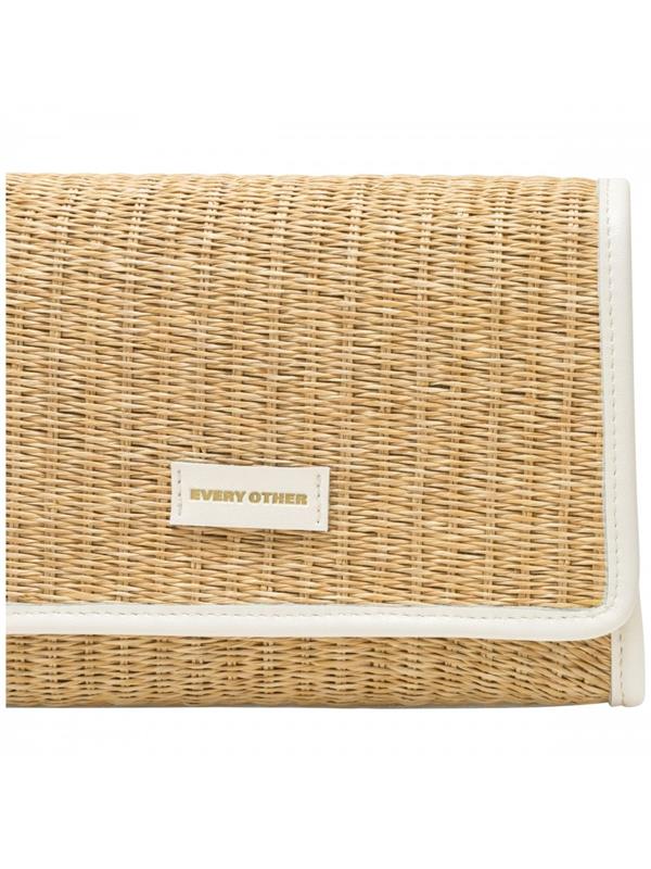 Every Other Straw Flap Over Crossbody White