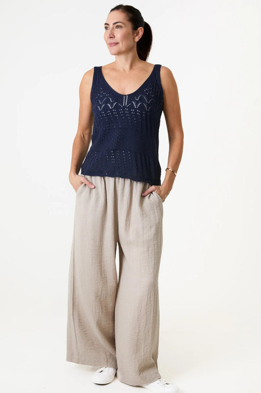 Dreams London Ripple Elastic Waist Palazzo Pants