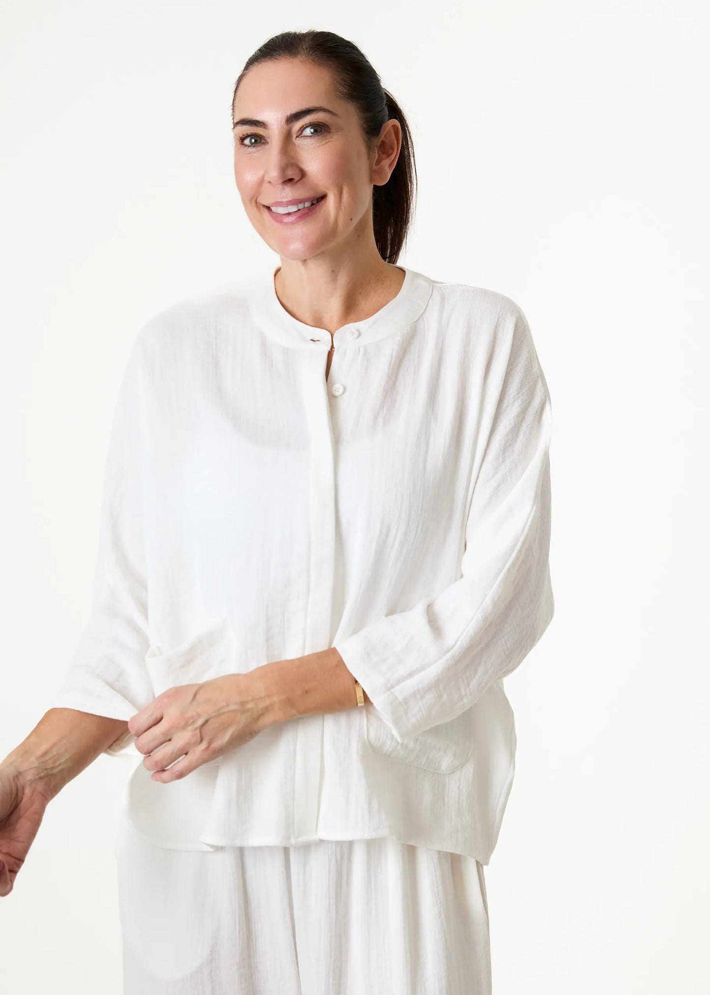 Dreams London Ripple Grandad Collar Batwing Shirt