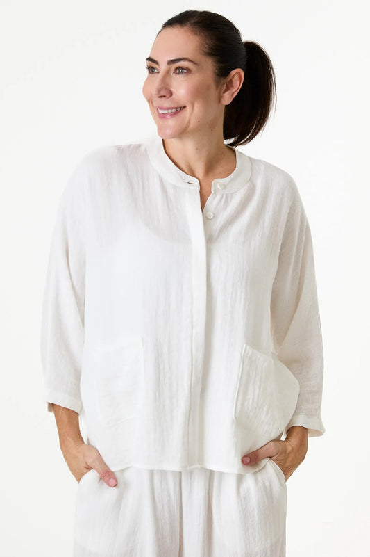 Dreams London Ripple Grandad Collar Batwing Shirt
