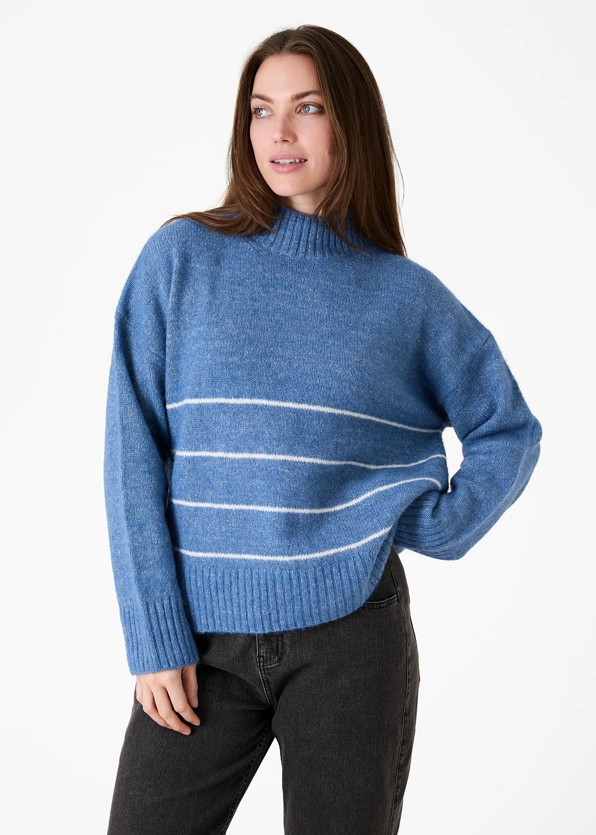 Dreams London Cloud Yarn Turtle Neck Stripe Jumper