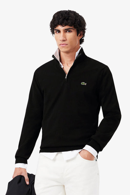 Lacoste High Zipped Neck Plain Cotton Sweater