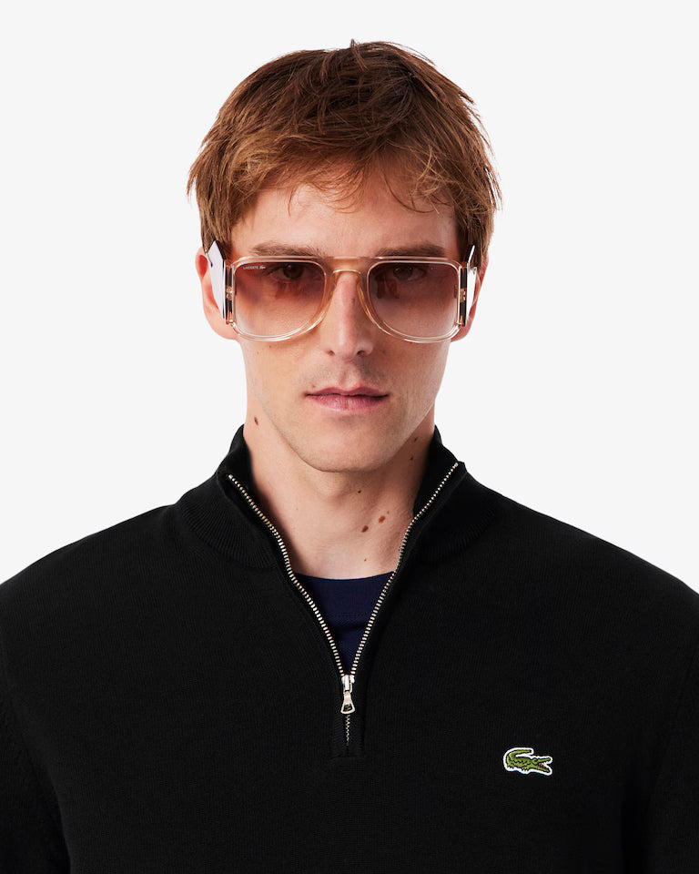 Lacoste High Zipped Neck Plain Cotton Sweater