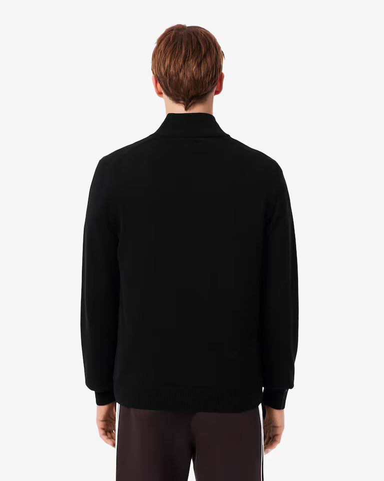 Lacoste High Zipped Neck Plain Cotton Sweater
