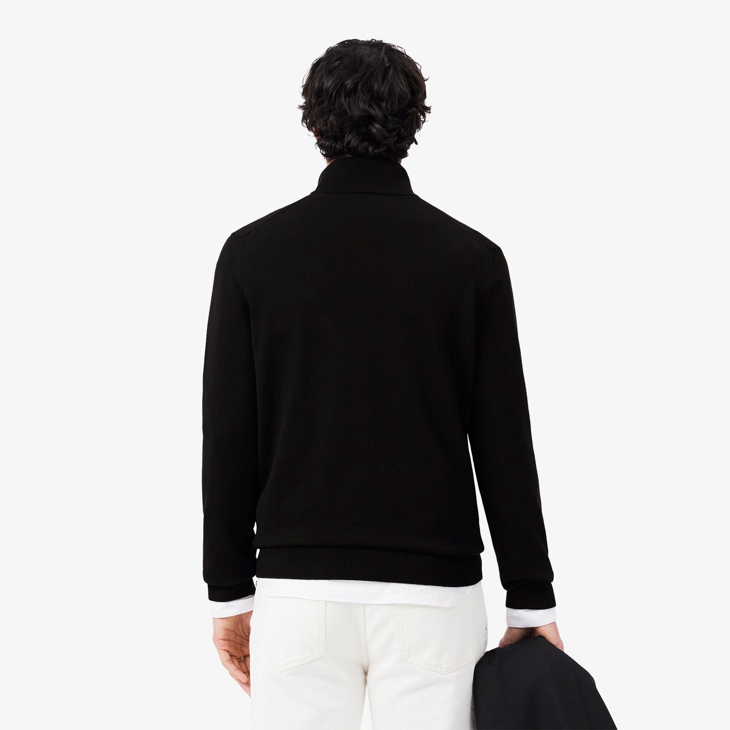 Lacoste High Zipped Neck Plain Cotton Sweater