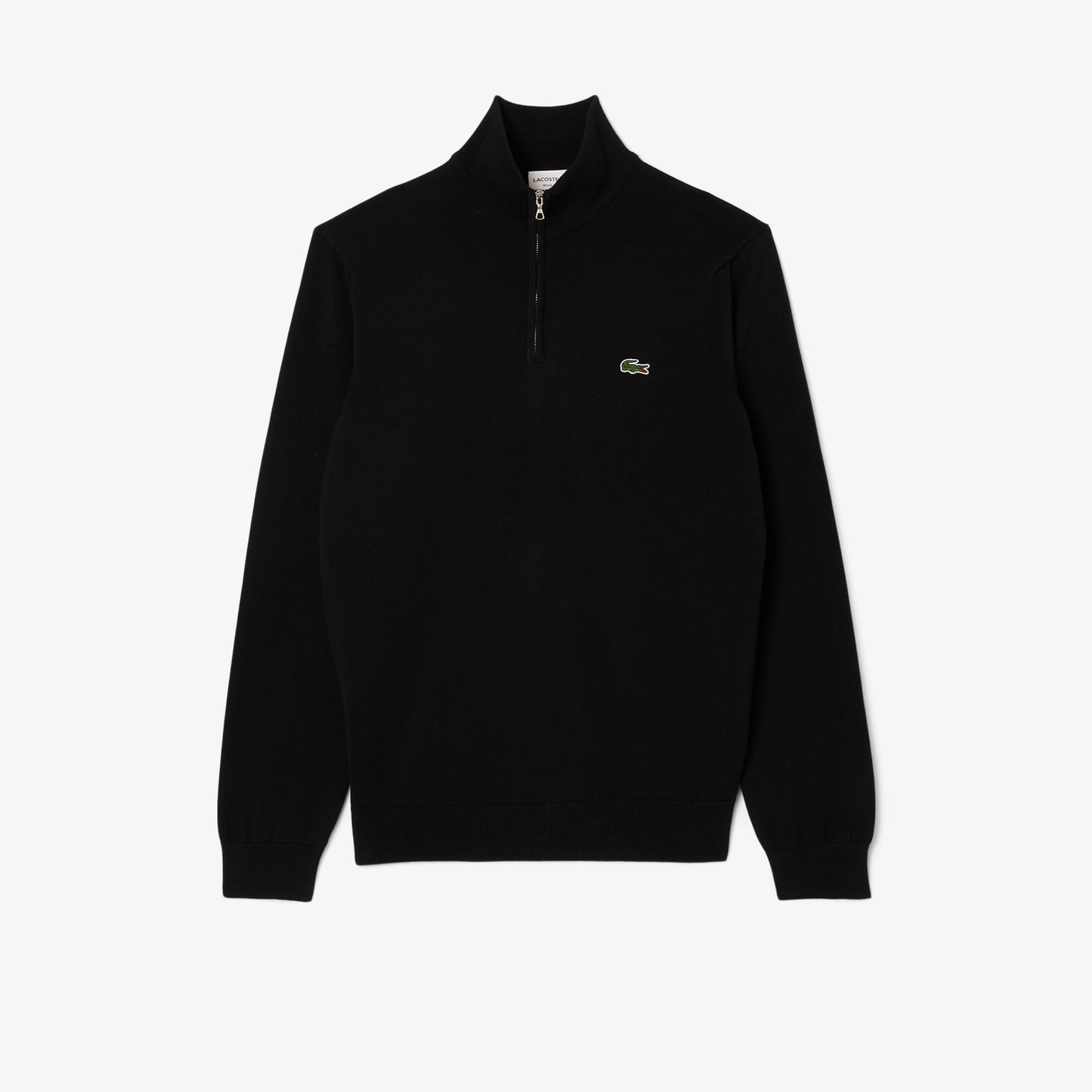 Lacoste High Zipped Neck Plain Cotton Sweater