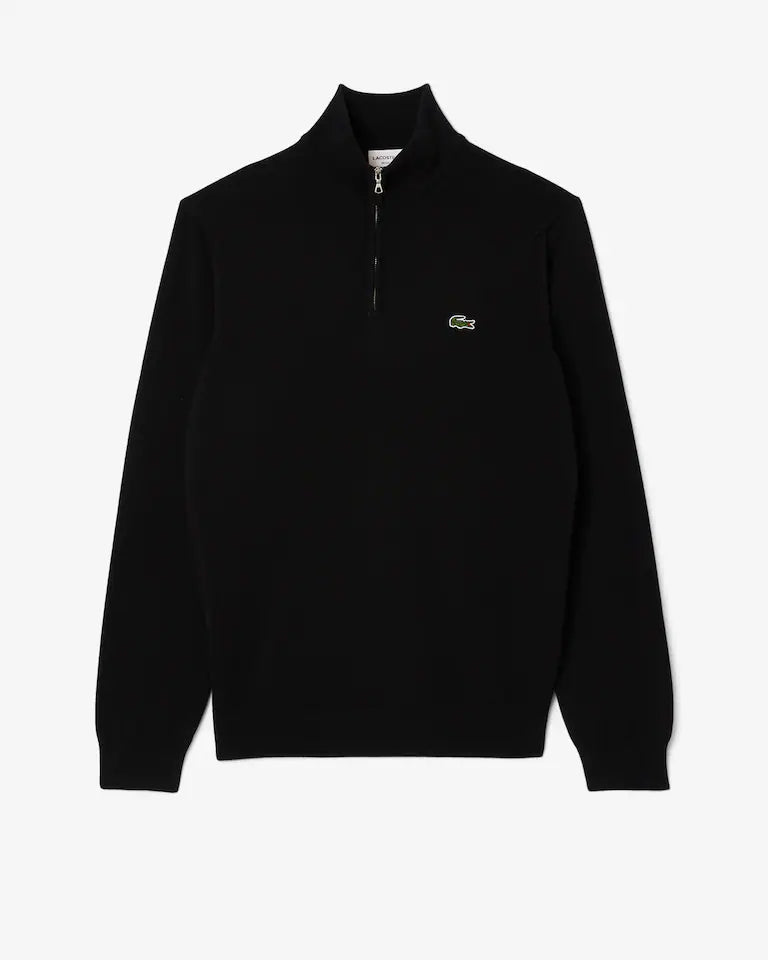 Lacoste High Zipped Neck Plain Cotton Sweater
