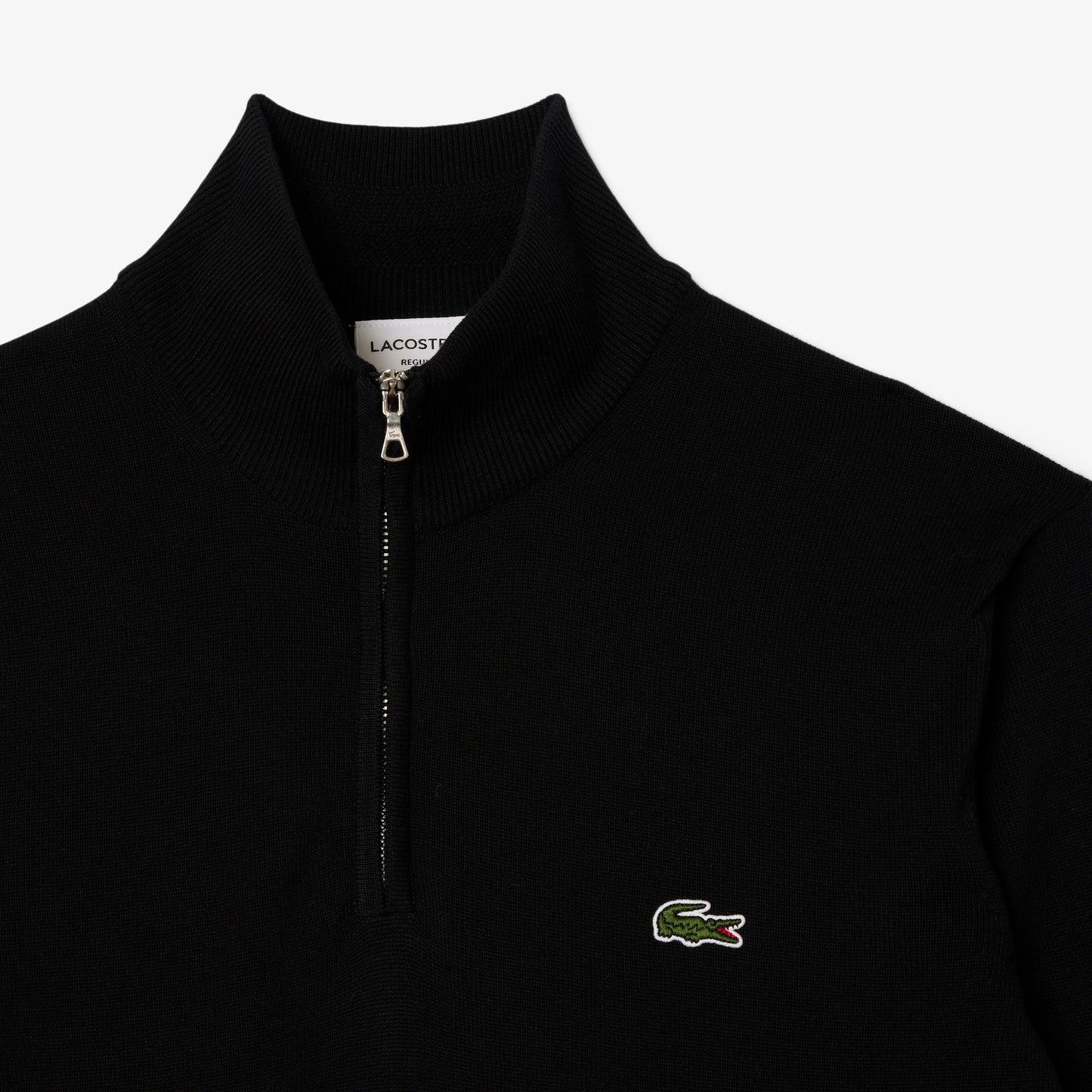 Lacoste High Zipped Neck Plain Cotton Sweater