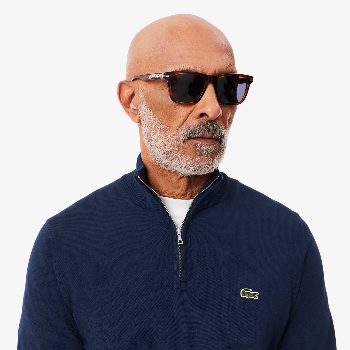 Lacoste High Zipped Neck Plain Cotton Sweater