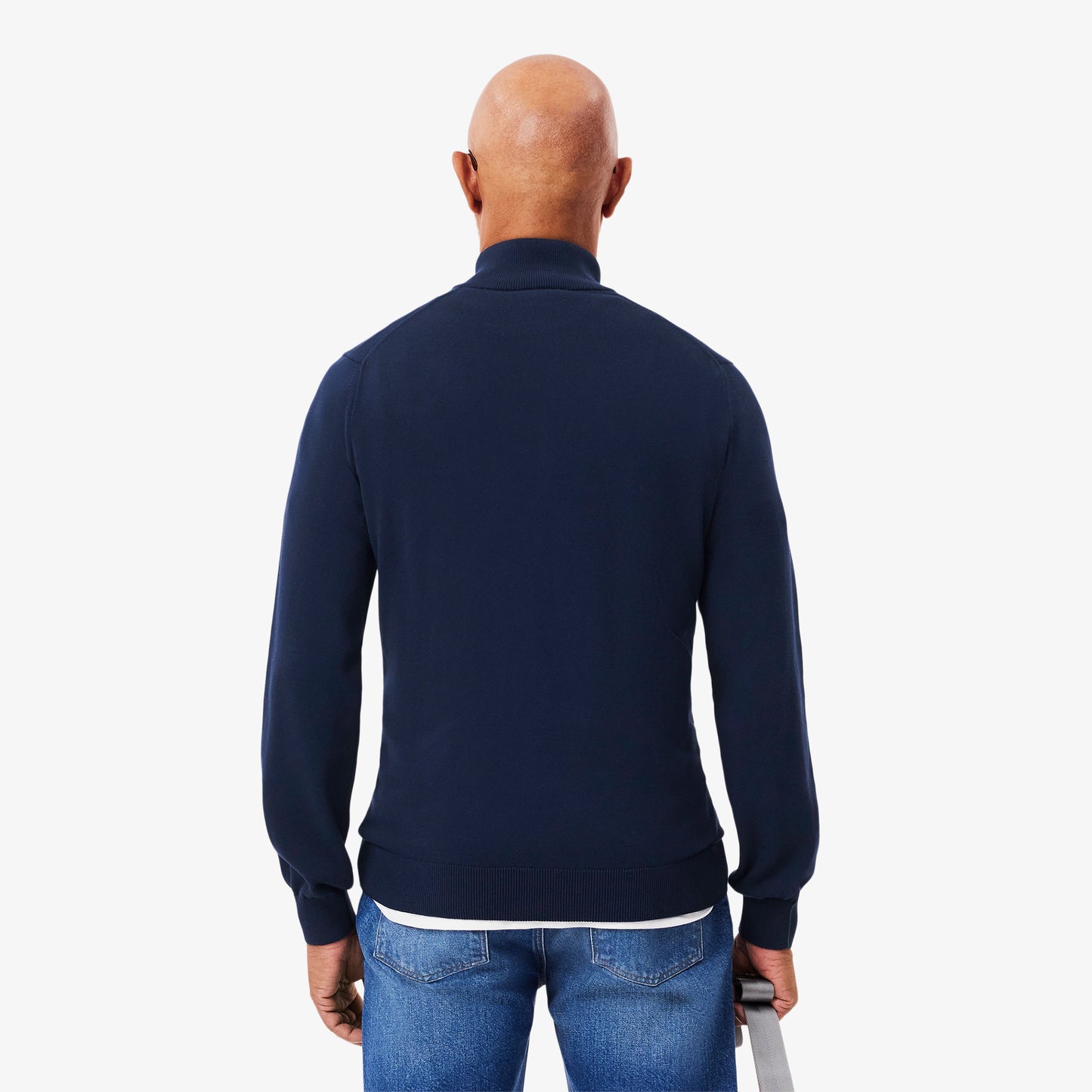 Lacoste High Zipped Neck Plain Cotton Sweater