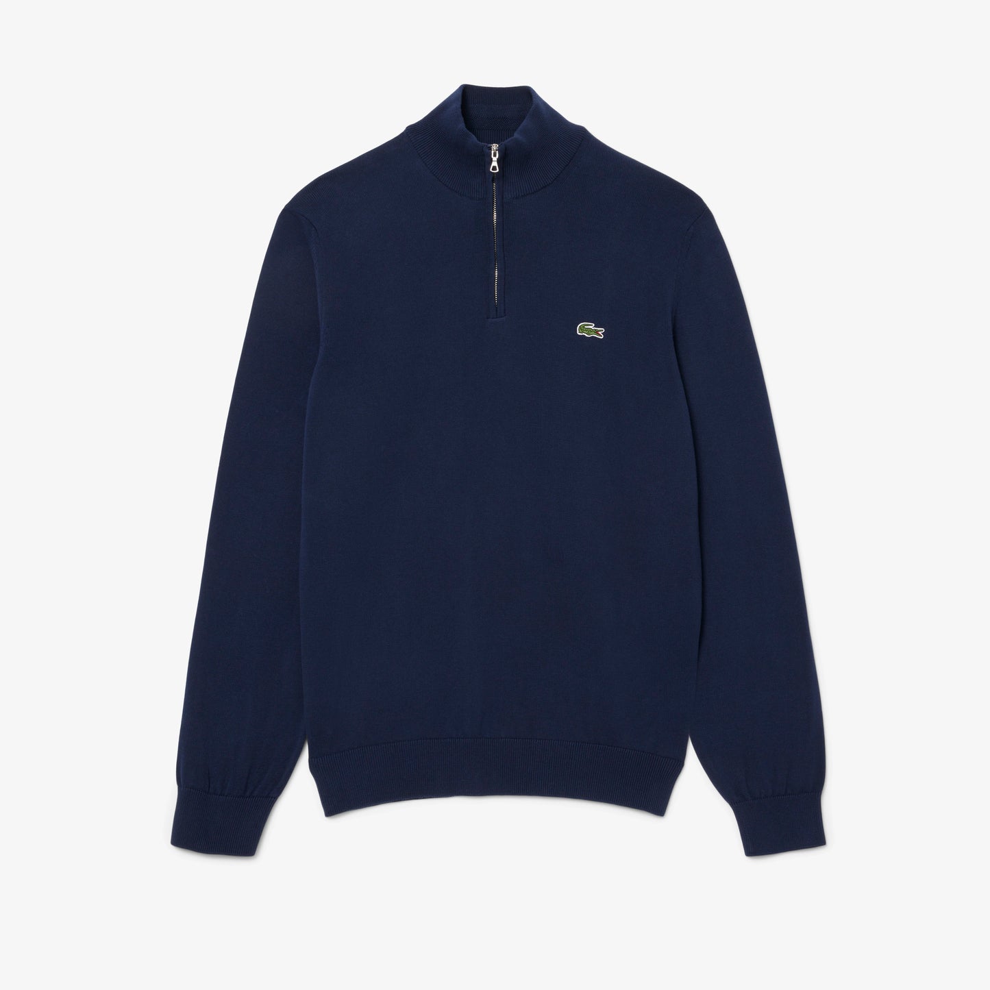 Lacoste High Zipped Neck Plain Cotton Sweater