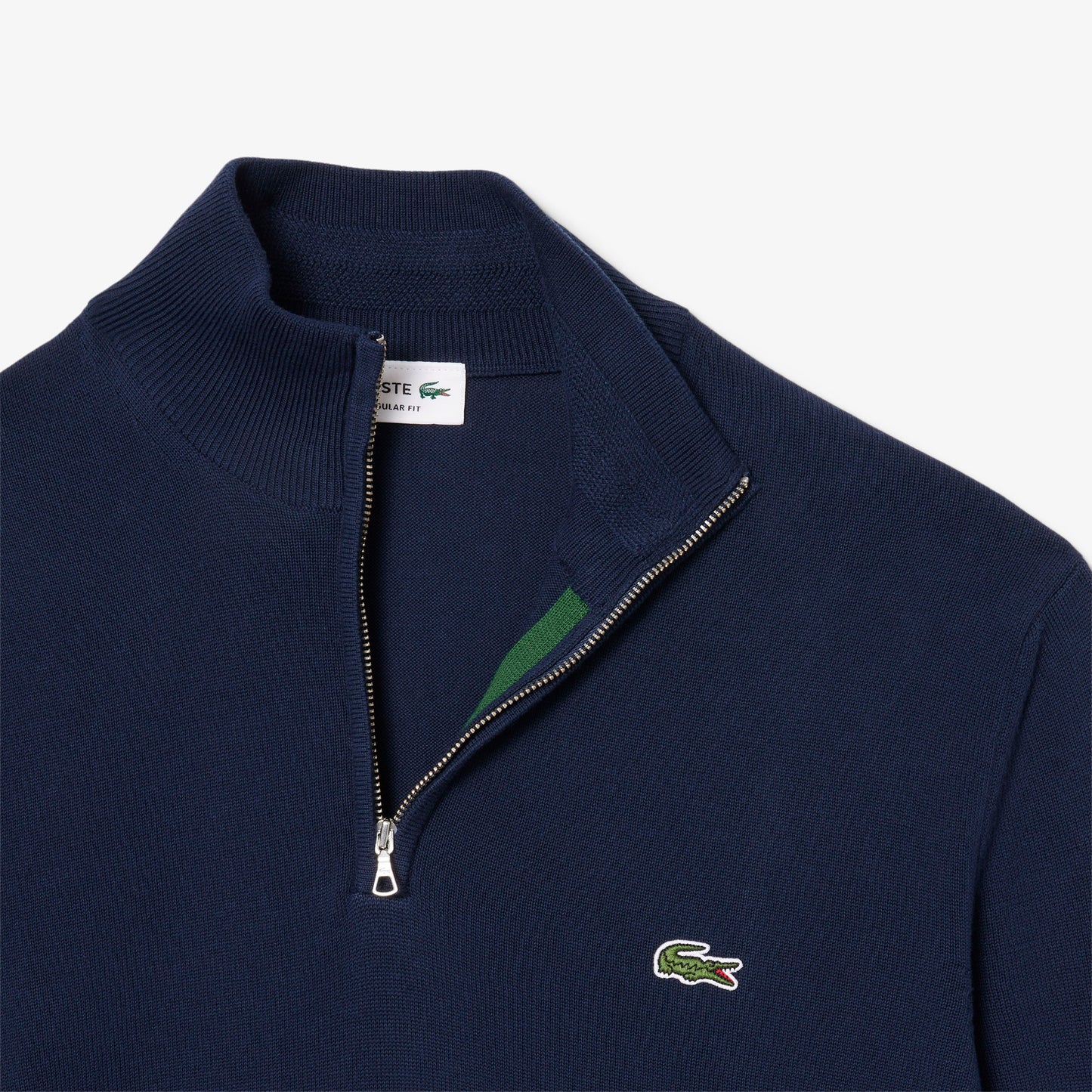 Lacoste High Zipped Neck Plain Cotton Sweater