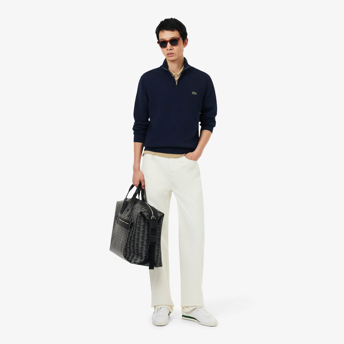 Lacoste Zipped High Neck Cotton Sweater