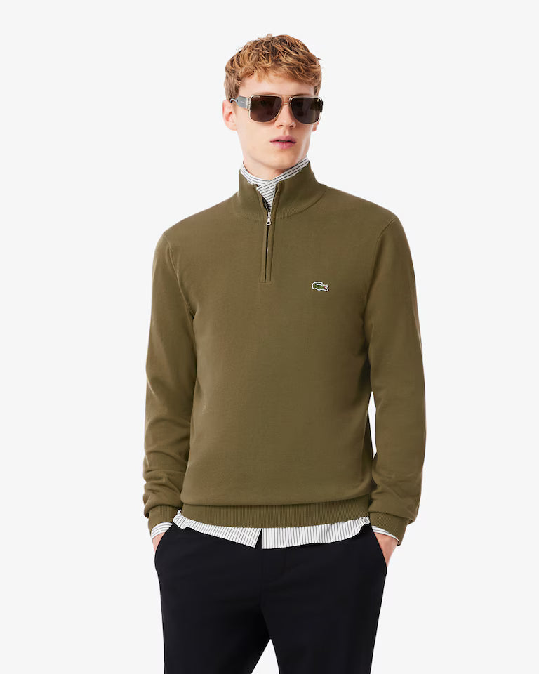 Lacoste Zipped High Neck Cotton Sweater