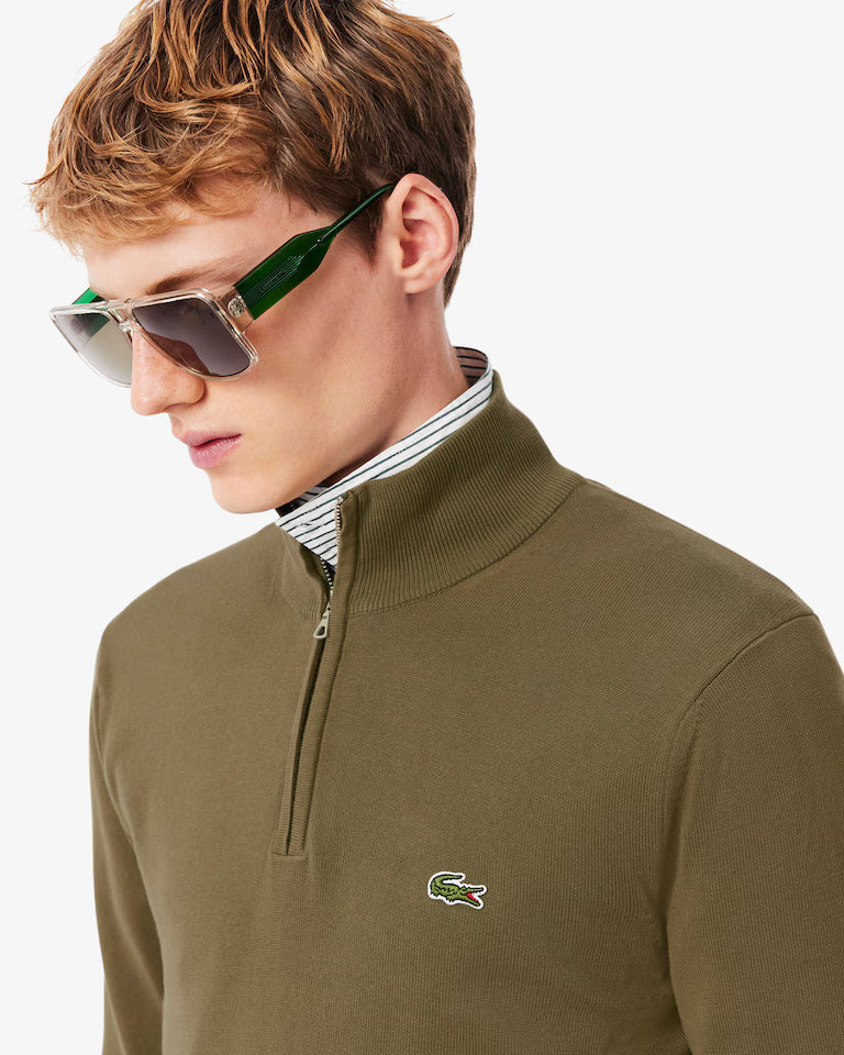 Lacoste Zipped High Neck Cotton Sweater