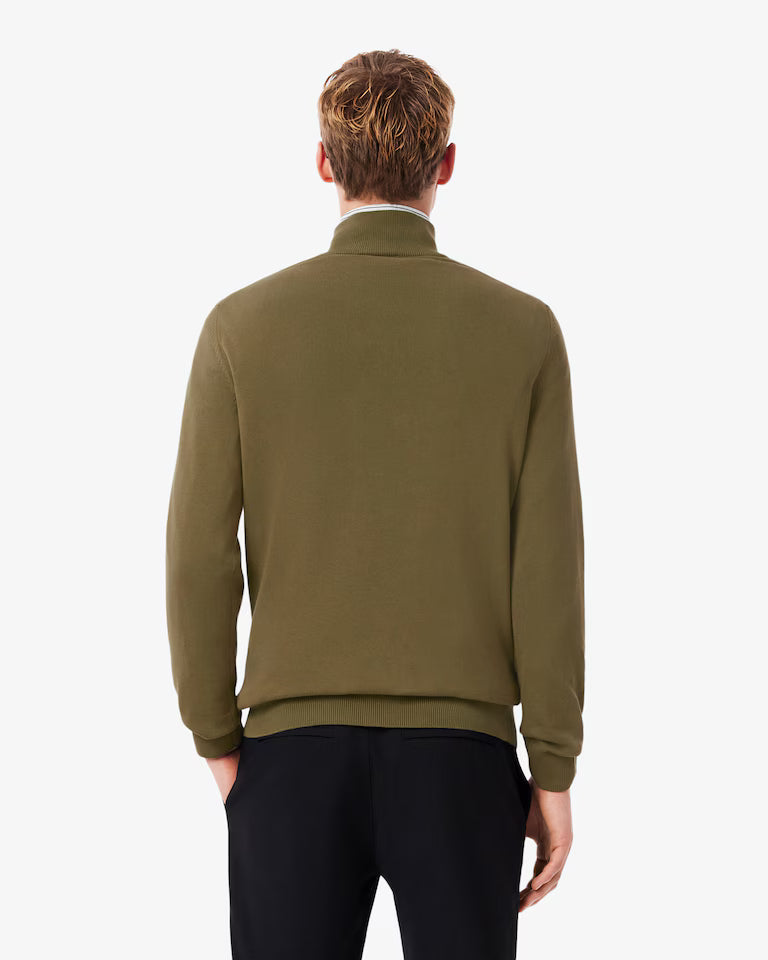 Lacoste Zipped High Neck Cotton Sweater