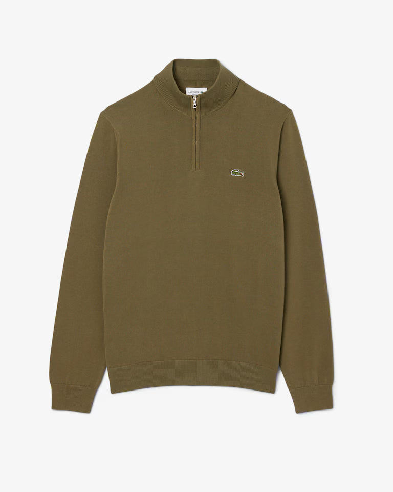 Lacoste Zipped High Neck Cotton Sweater
