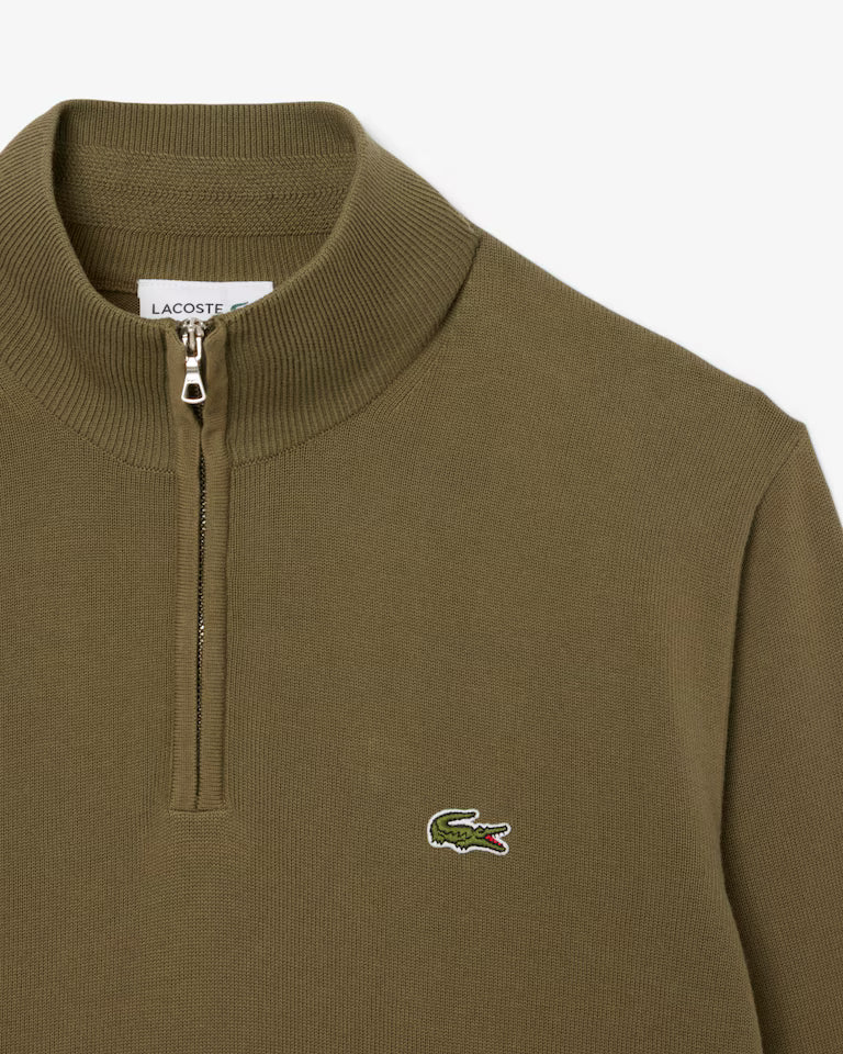 Lacoste Zipped High Neck Cotton Sweater