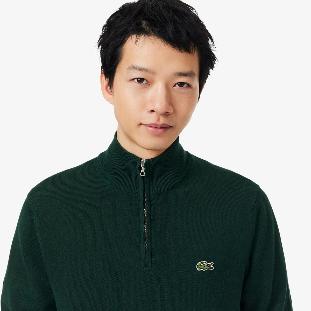 Lacoste Zipped High Neck Cotton Sweater