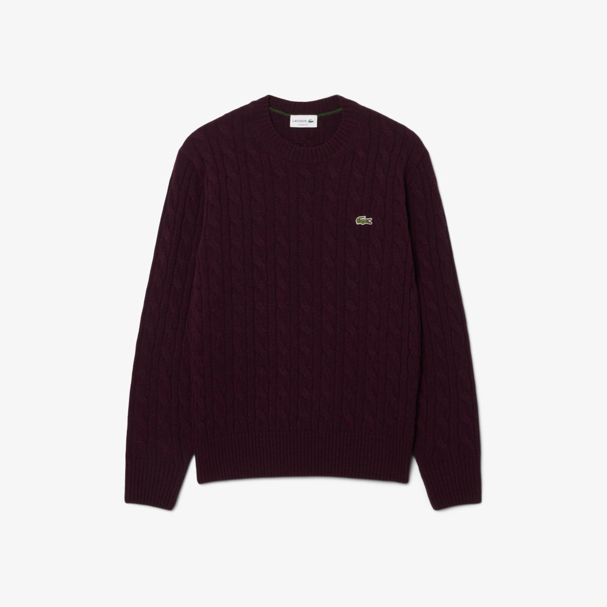 Lacoste Cable Knit Wool Crew Neck Sweater