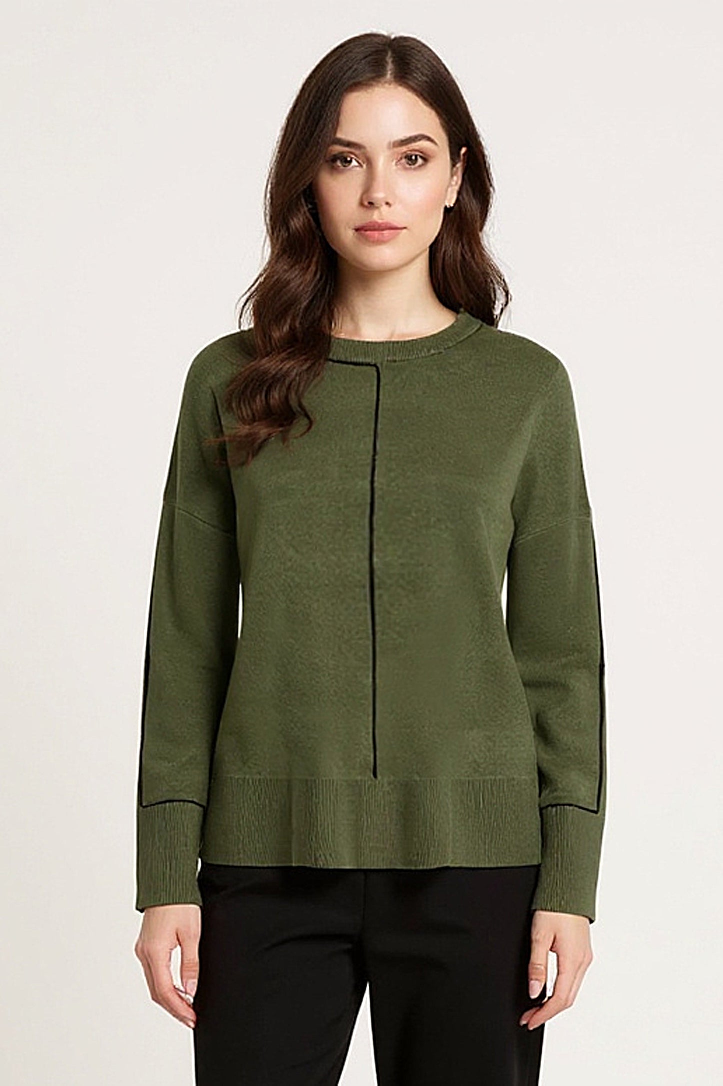 ICHI Ballia Crew Neck Jumper, Rifle Green