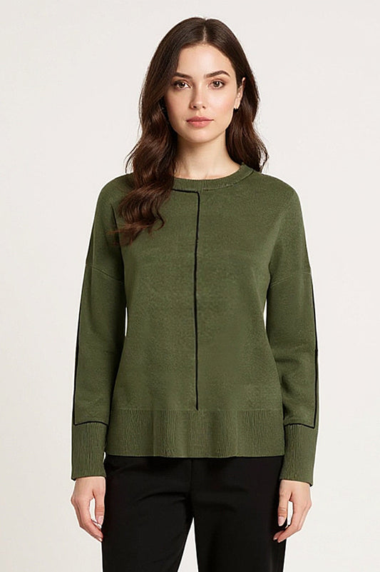 ICHI Ballia Crew Neck Jumper, Rifle Green