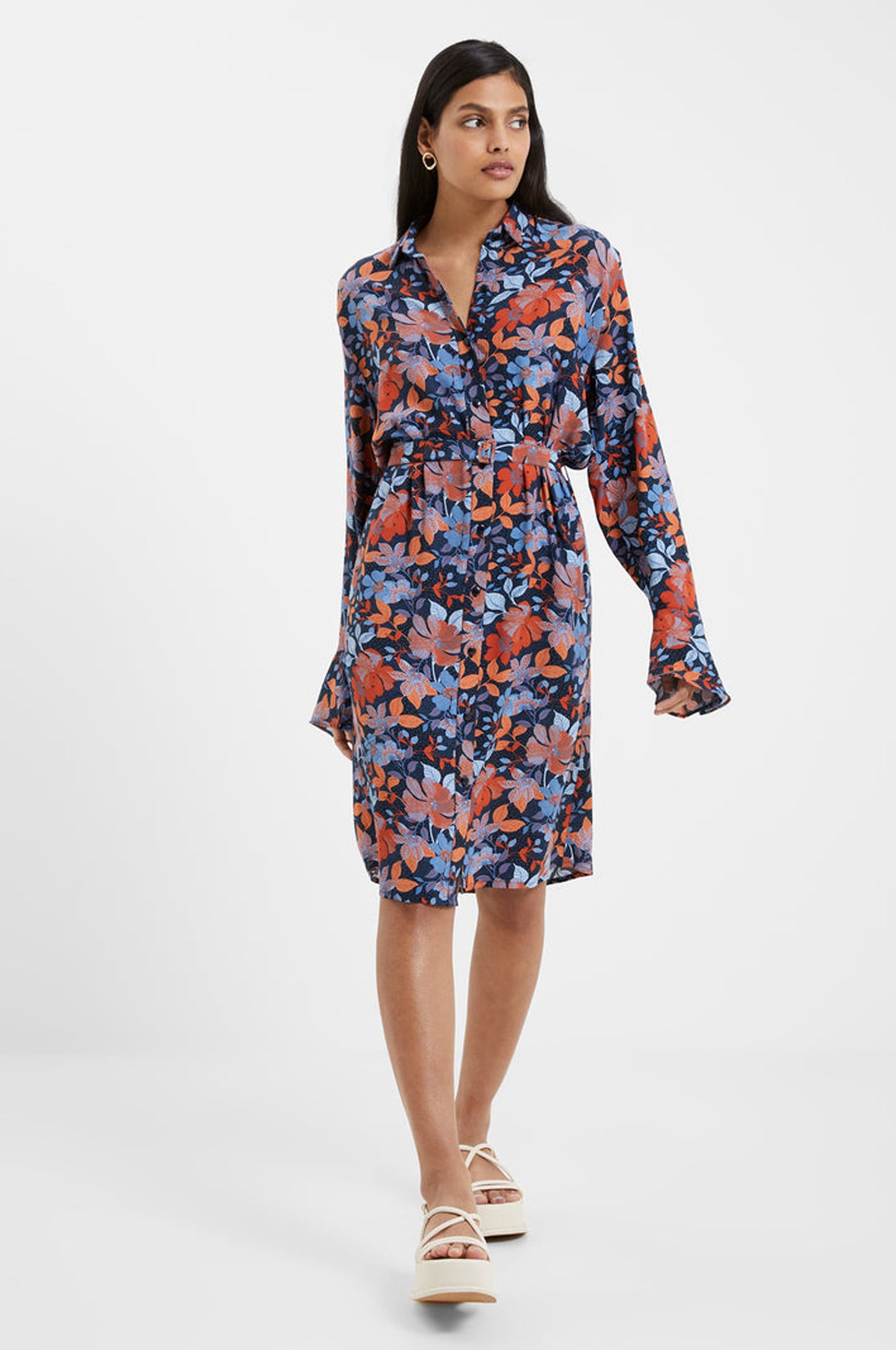 French Connection Adalina Eco Delphine Drape Shirt Dress