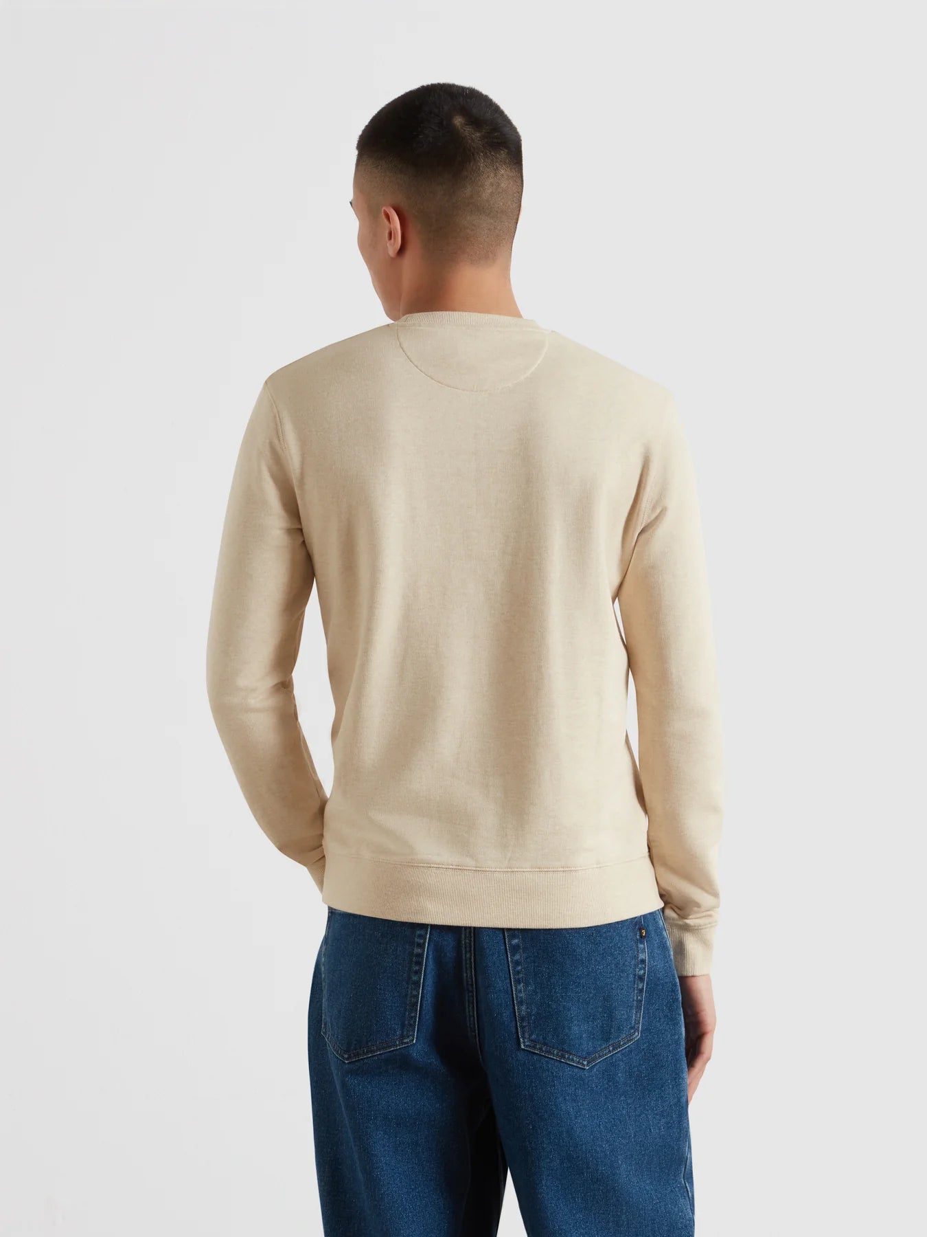 Farah Tim Organic Cotton Crew Neck Sweatshirt In Birch Grey Marl