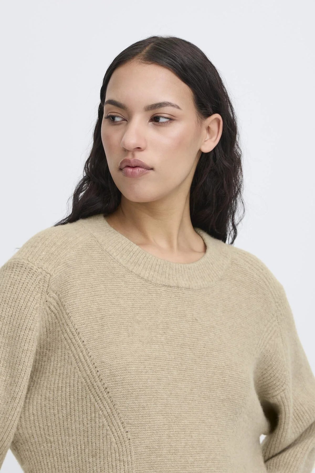 ICHI Ducie Long Sleeved Round Neck Jumper
