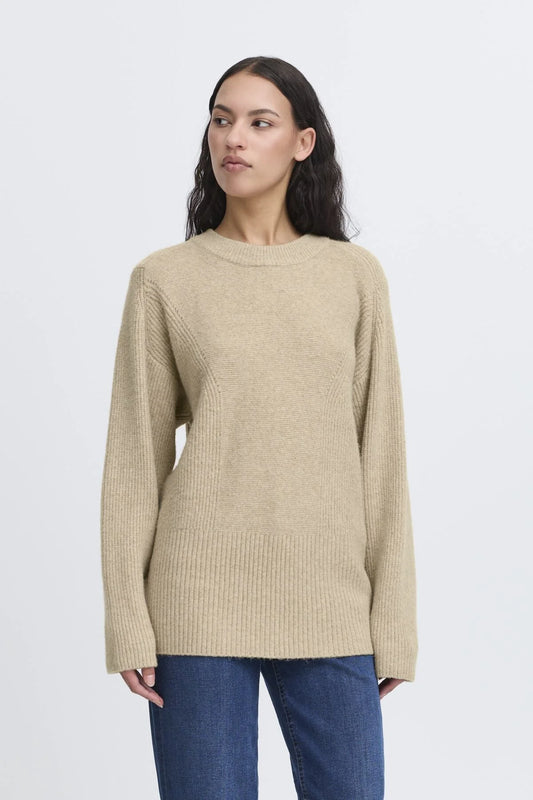 ICHI Ducie Long Sleeved Round Neck Jumper