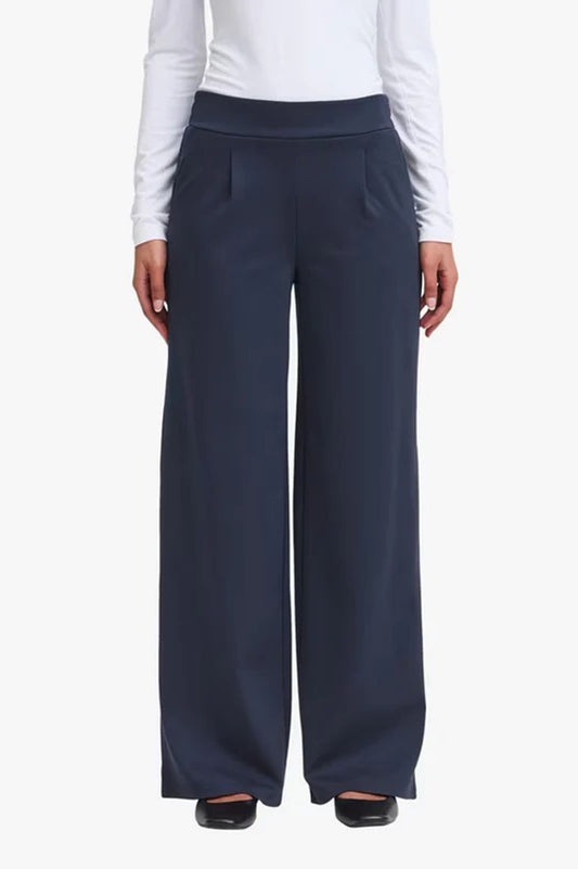 ICHI Kate Wide Leg Trousers, Total Eclipse