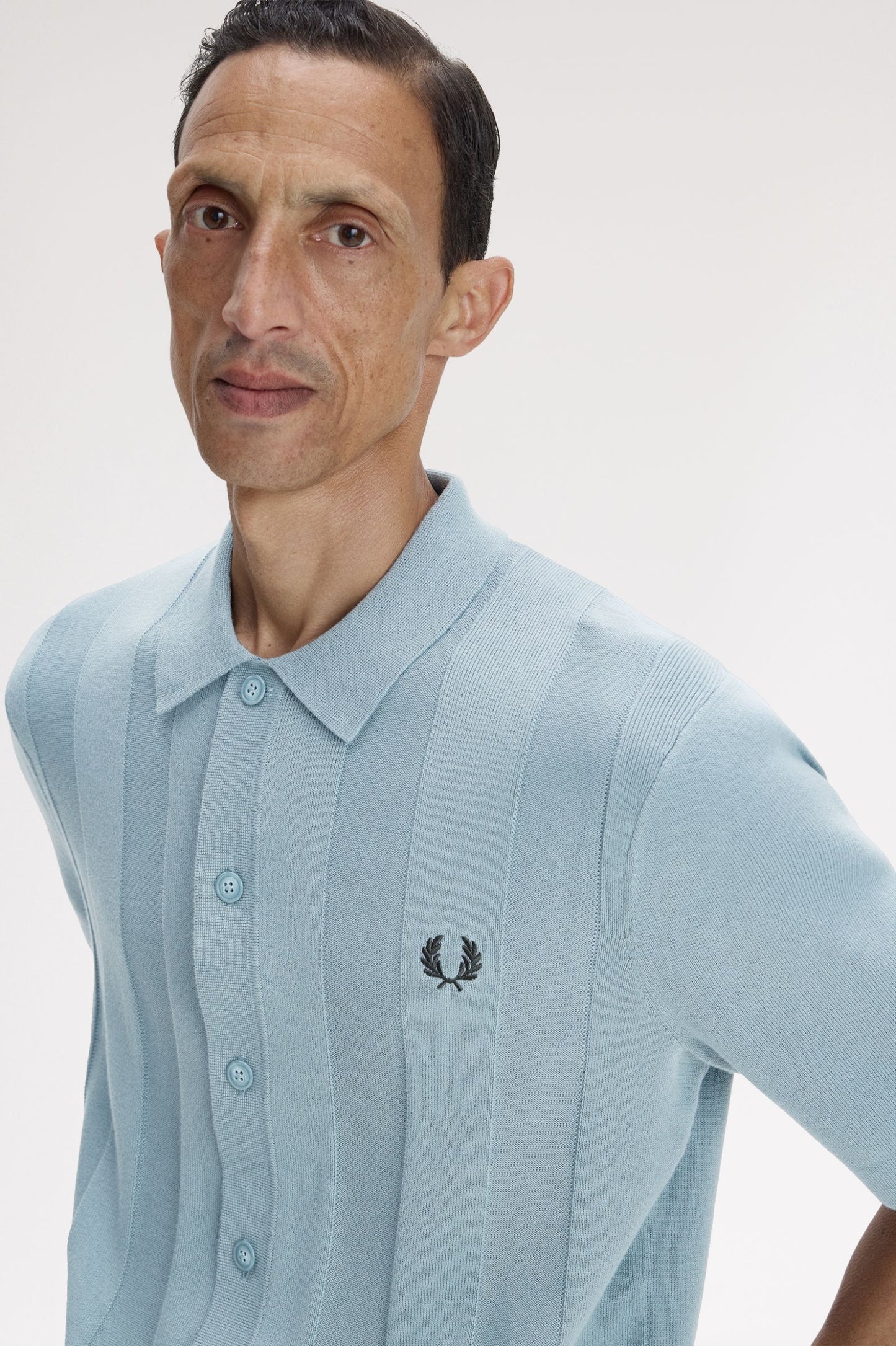 Fred Perry Tonal Vertical Stripe Cotton Knitted Shirt