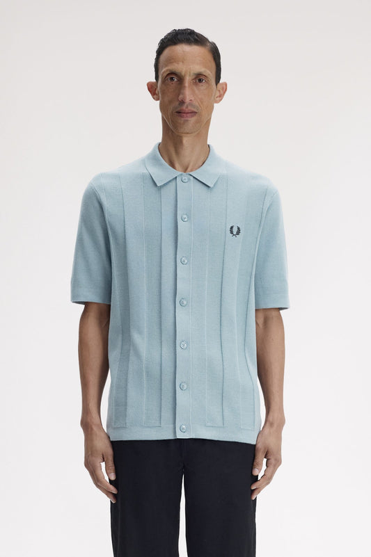 Fred Perry Tonal Vertical Stripe Cotton Knitted Shirt