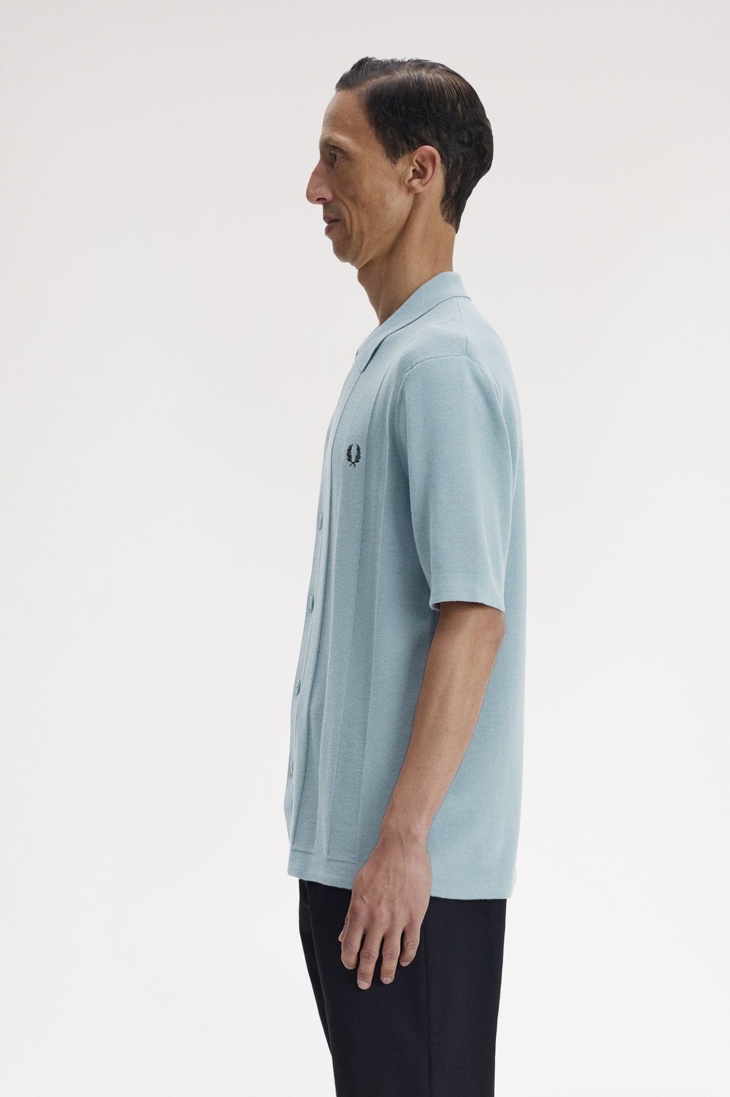 Fred Perry Tonal Vertical Stripe Cotton Knitted Shirt