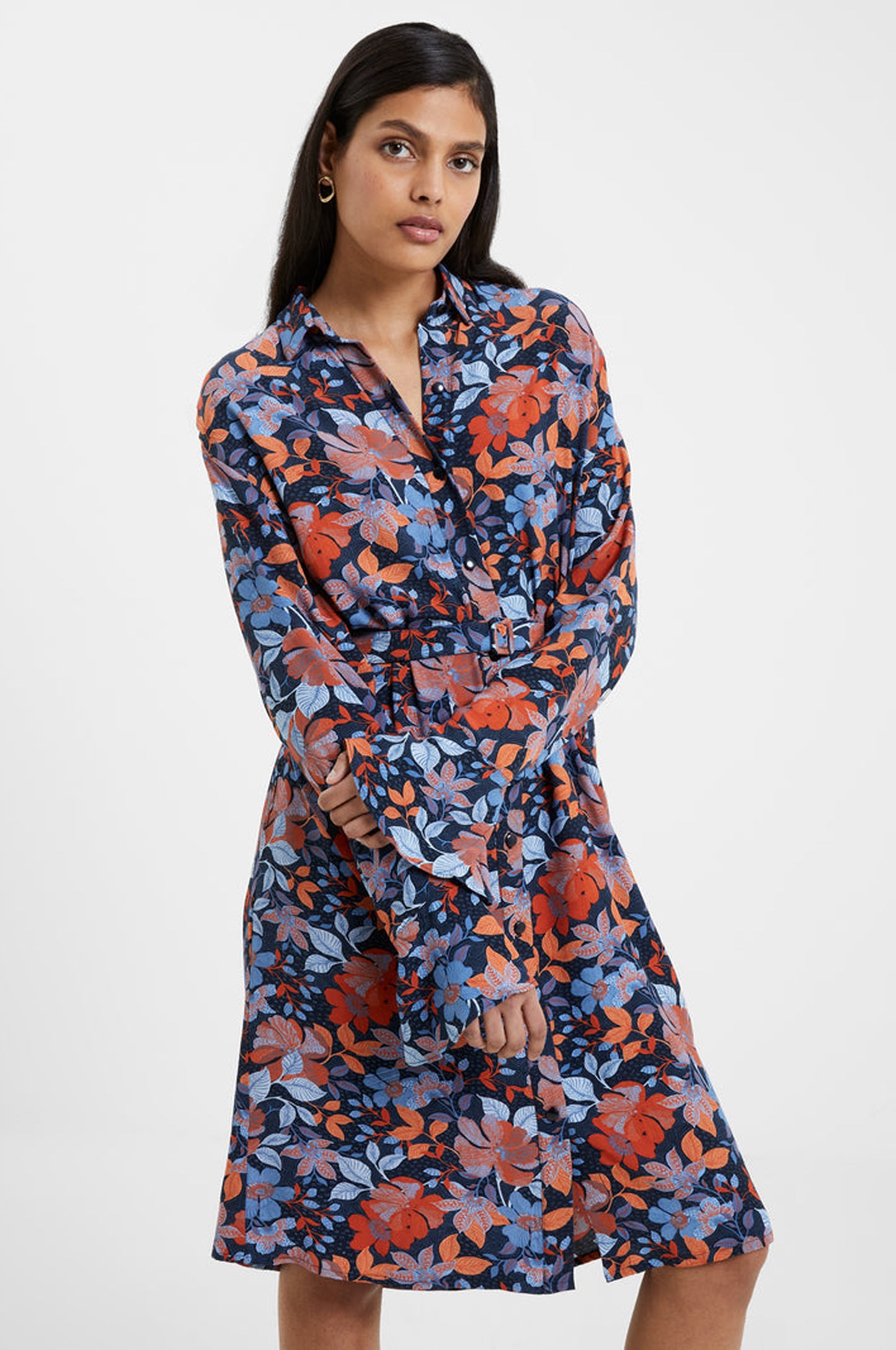 French Connection Adalina Eco Delphine Drape Shirt Dress