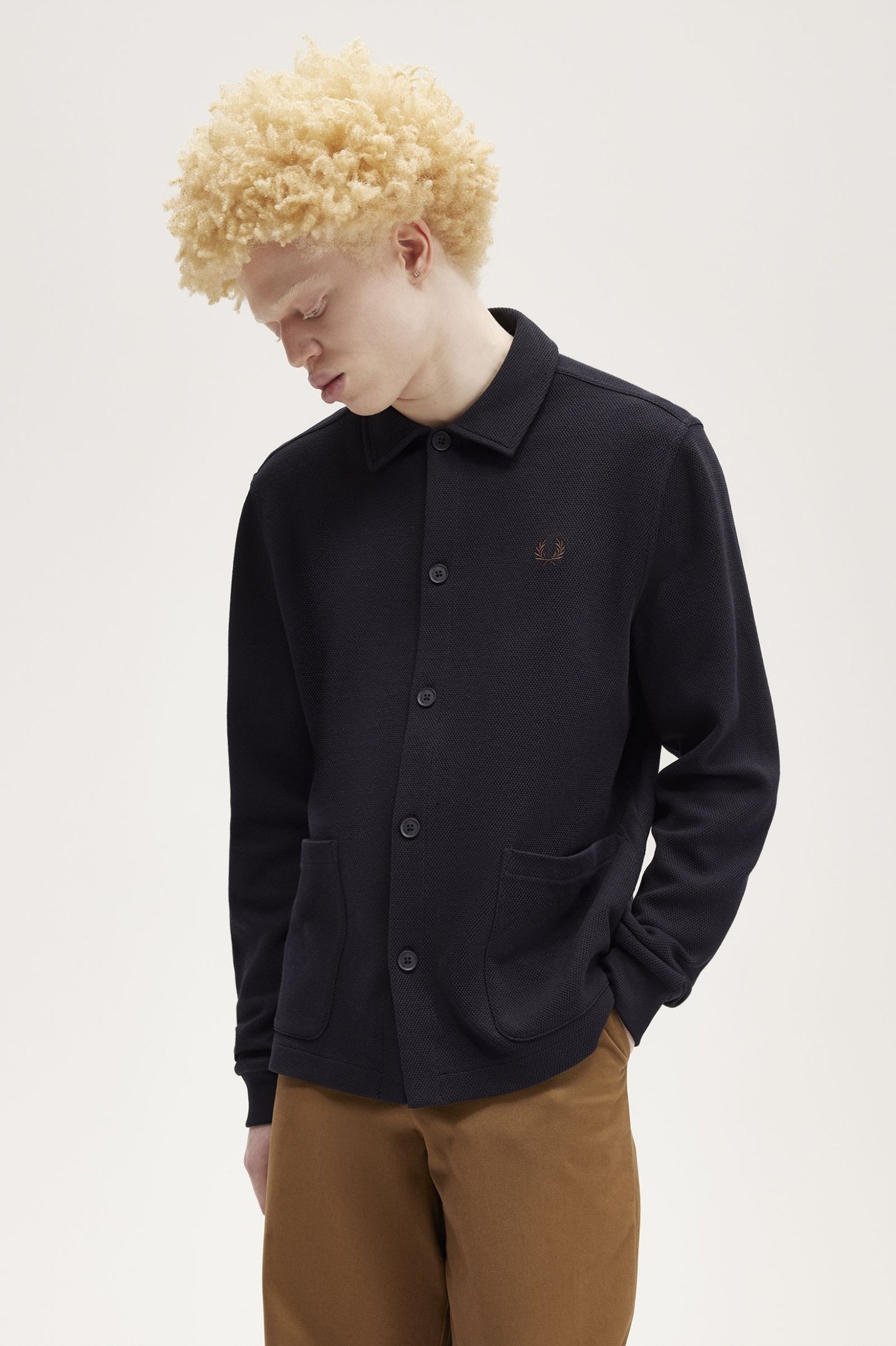 Fred Perry Button Through Long Sleeve Polo Shirt M6598