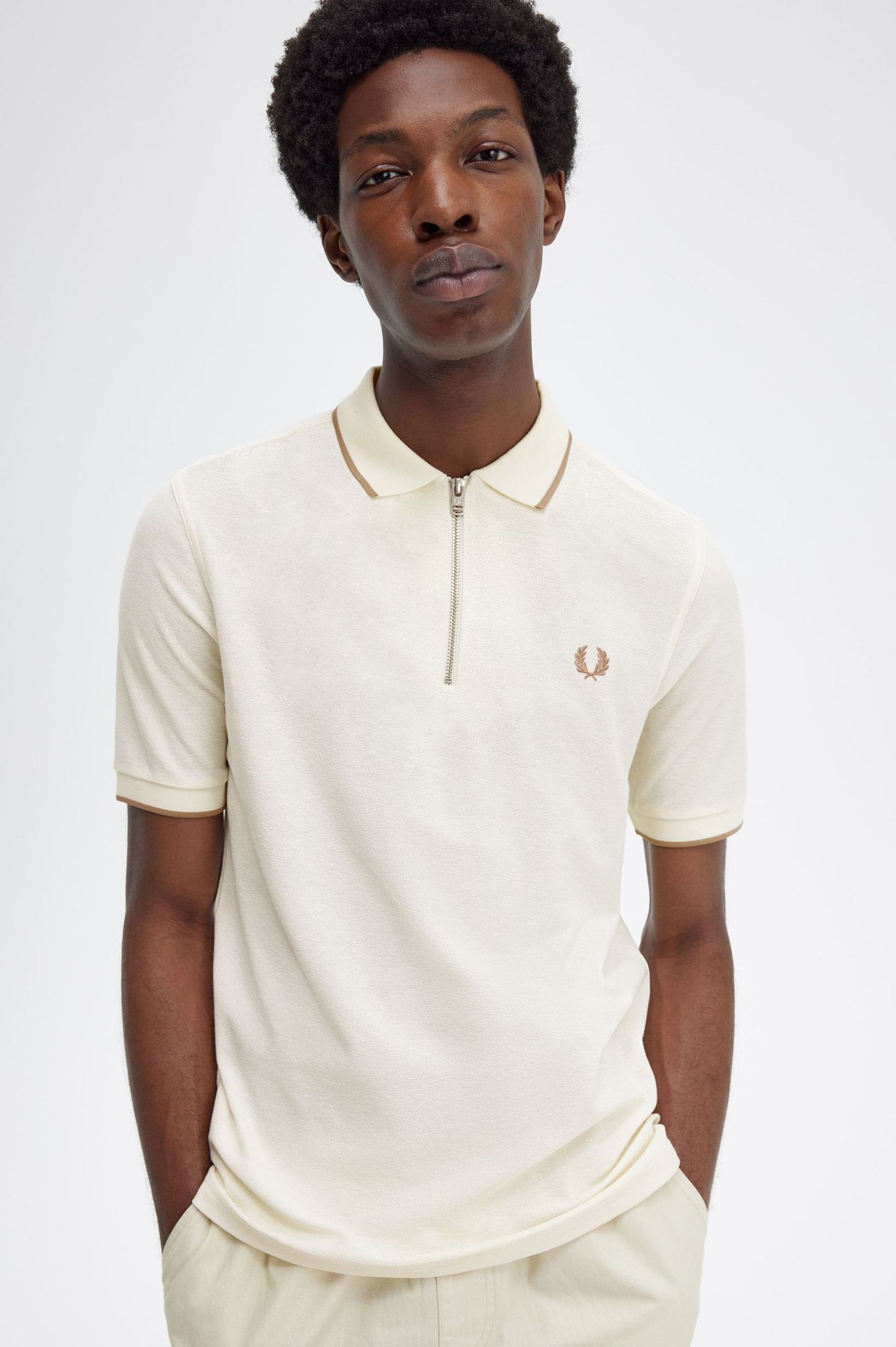 Fred Perry Crepe Piqué Zip Neck Polo Shirt