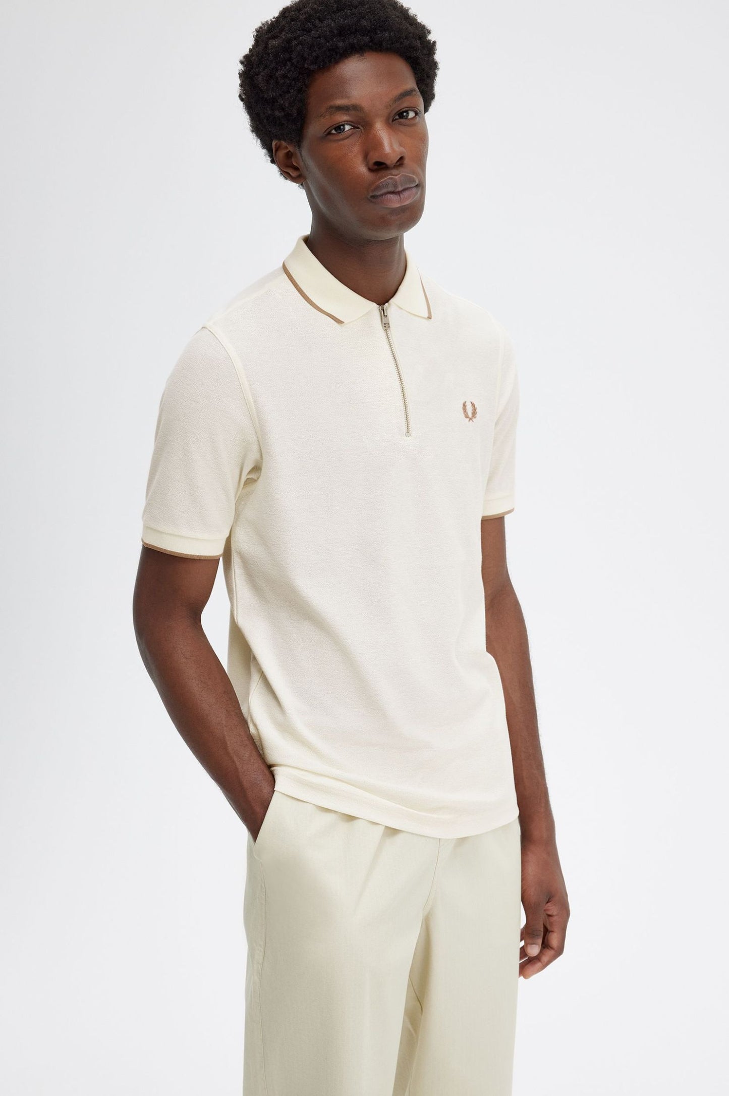 Fred Perry Crepe Piqué Zip Neck Polo Shirt M7729