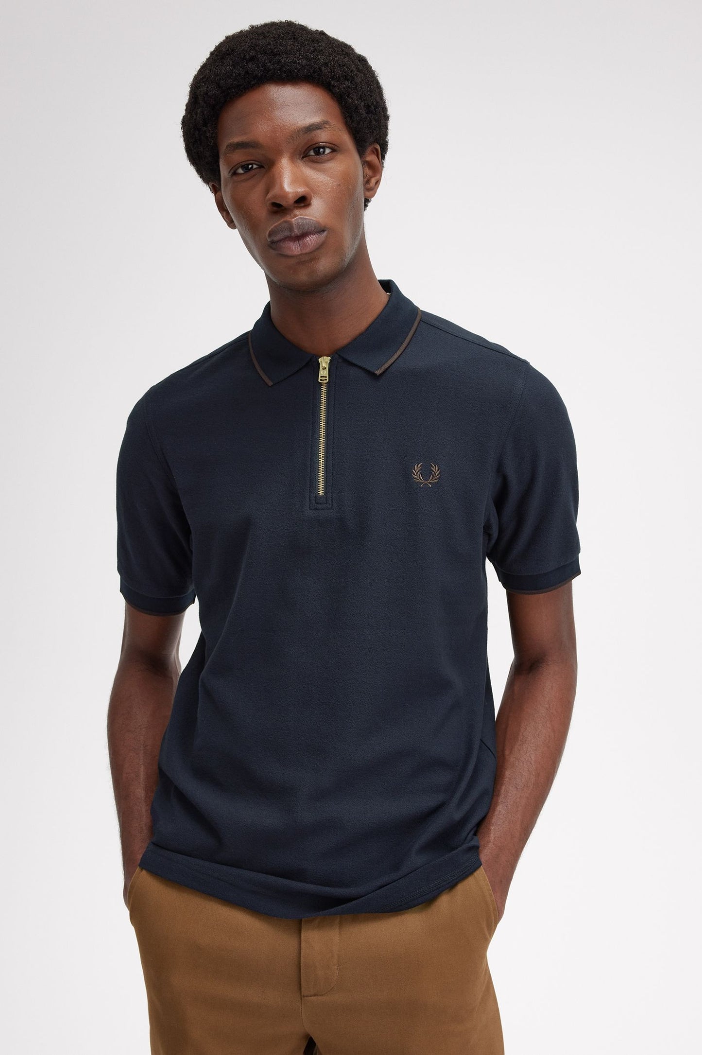 Fred Perry Crepe Piqué Zip Neck Polo Shirt M7729