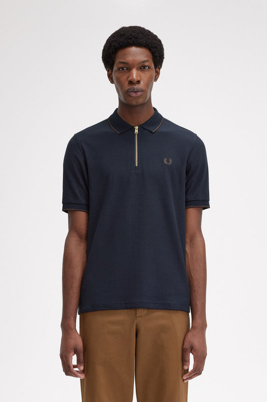 Fred Perry Crepe Piqué Zip Neck Polo Shirt M7729