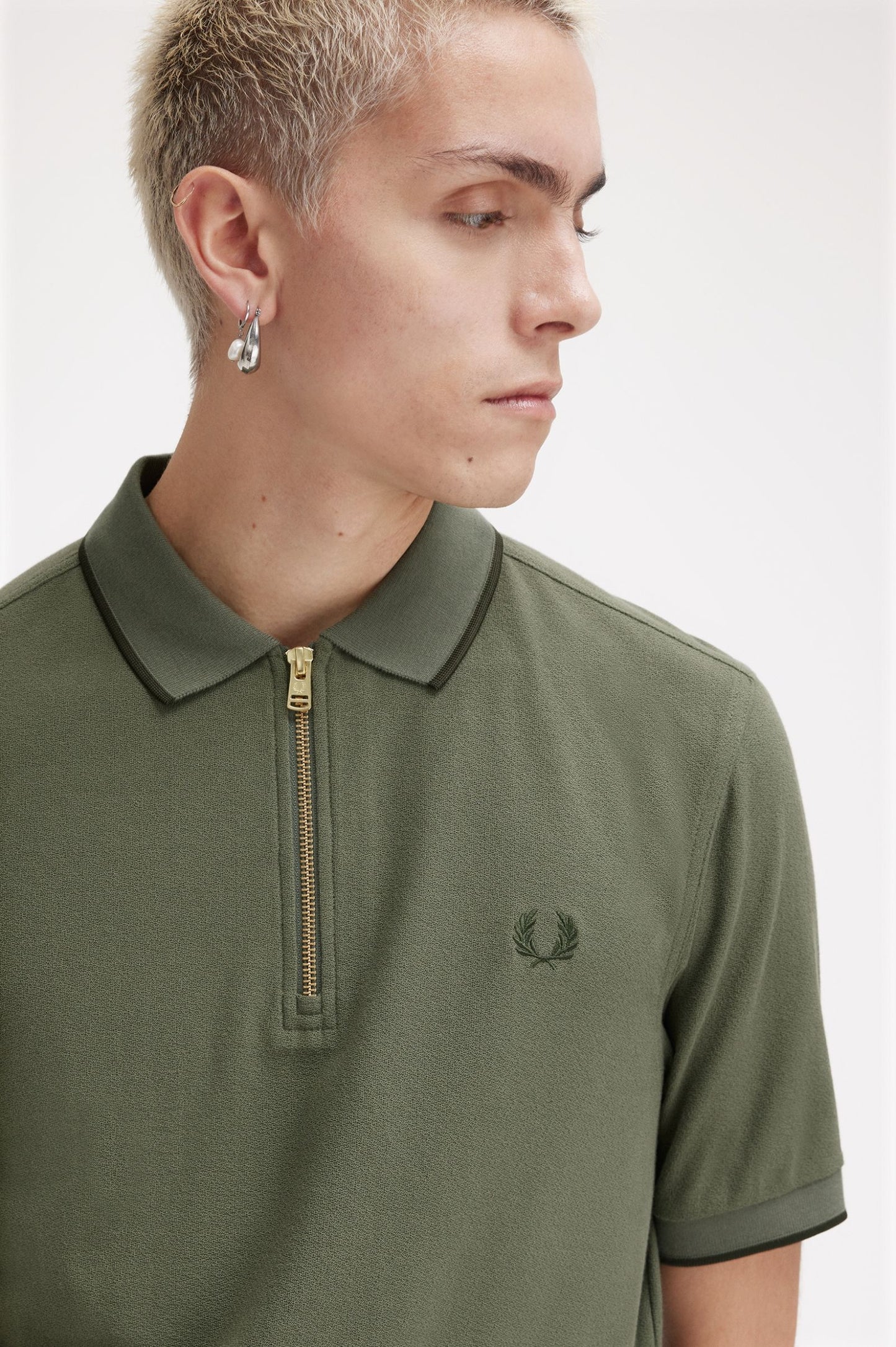 Fred Perry Crepe Piqué Zip Neck Polo Shirt M7729