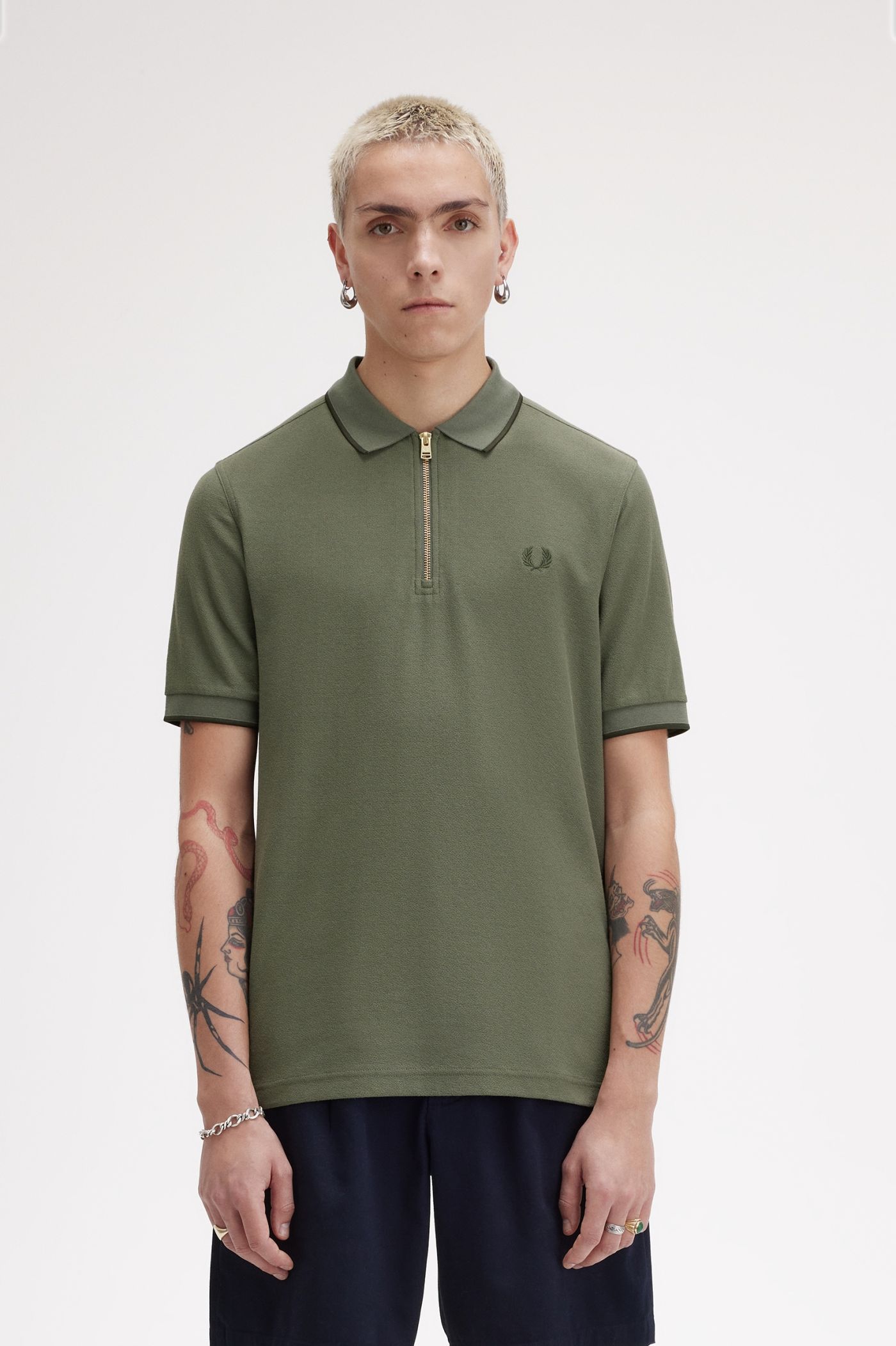 Fred Perry Crepe Piqué Zip Neck Polo Shirt M7729