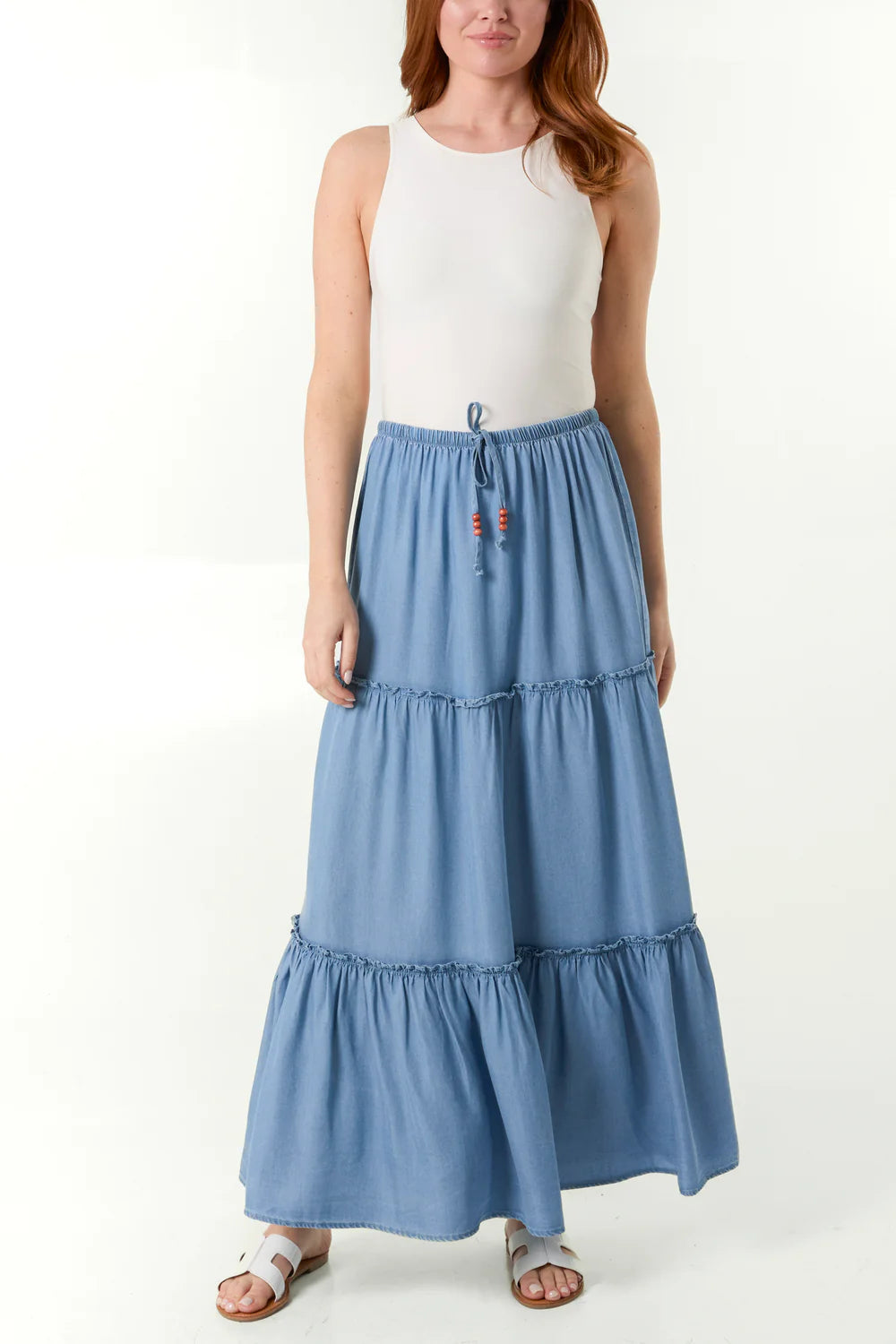 Nova of London Beaded Tiered Maxi Skirt