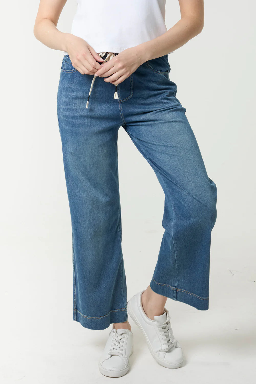 Nova of London Ankle Length Wide Leg String Jeans