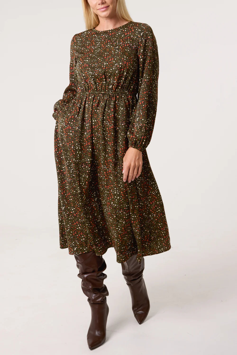 Nova of London Ditsy Animal Smock Midi Dress