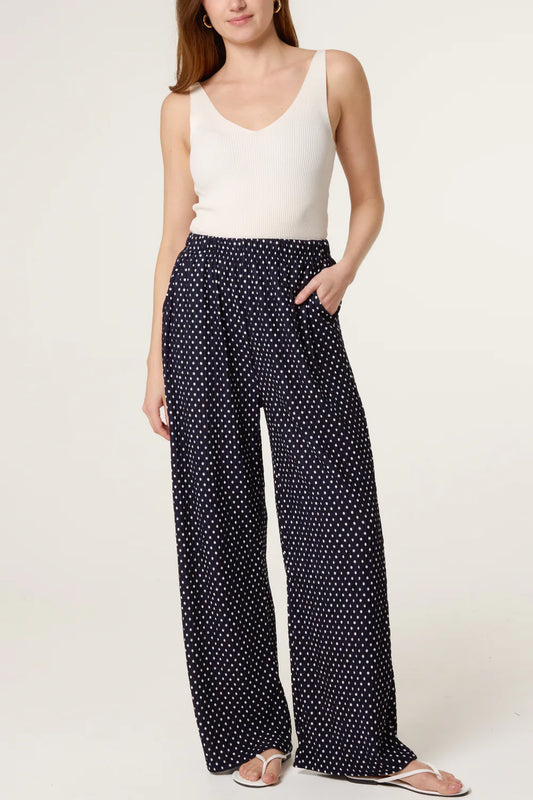 Nova of London Polka Dot Crinkle Wide Leg Trouser