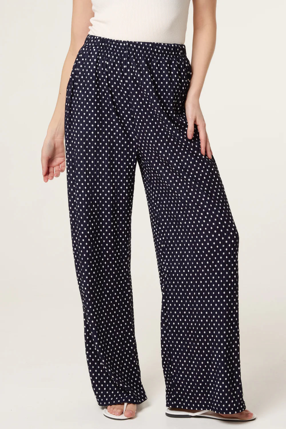 Nova of London Polka Dot Crinkle Wide Leg Trouser