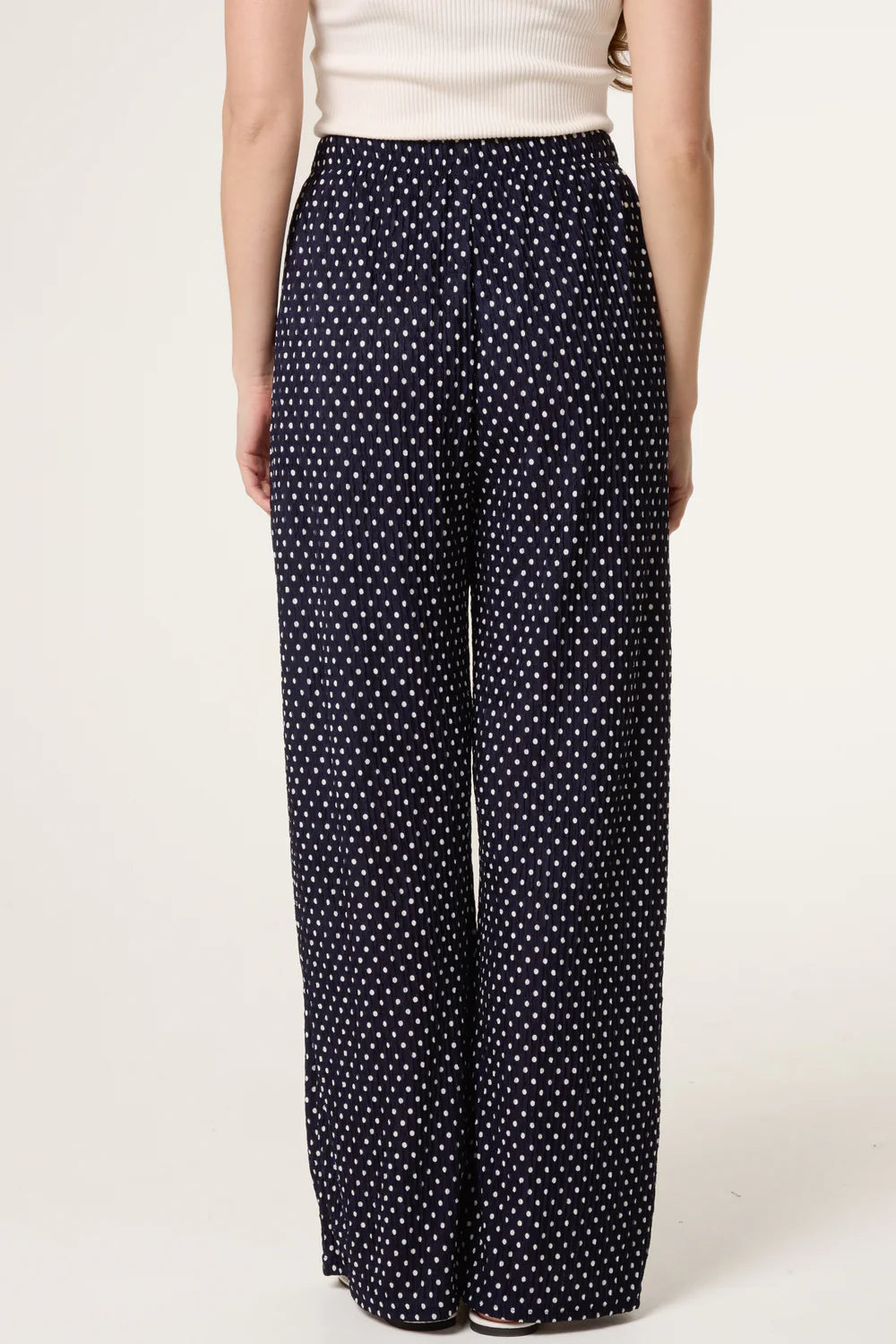 Nova of London Polka Dot Crinkle Wide Leg Trouser