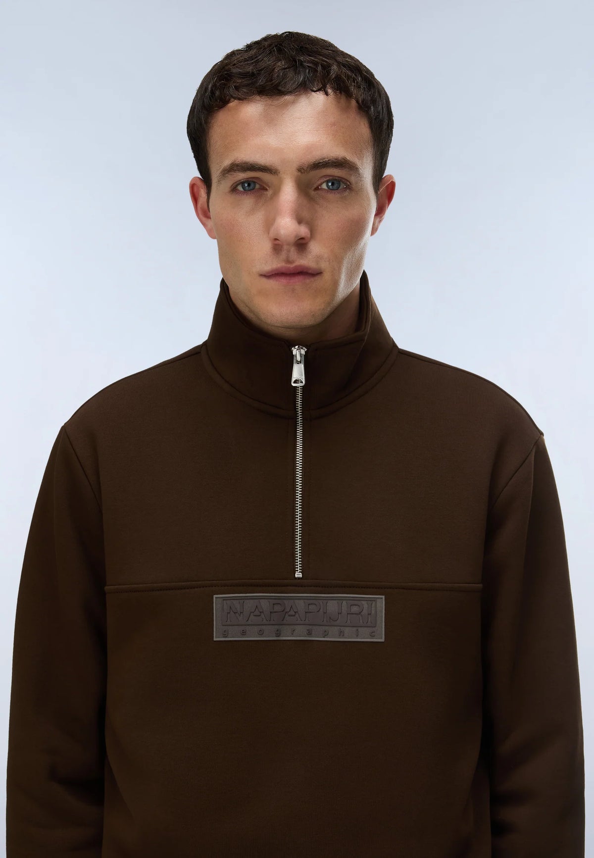 Napapijri Box Logo Half-Zip Sweatshirt Brown