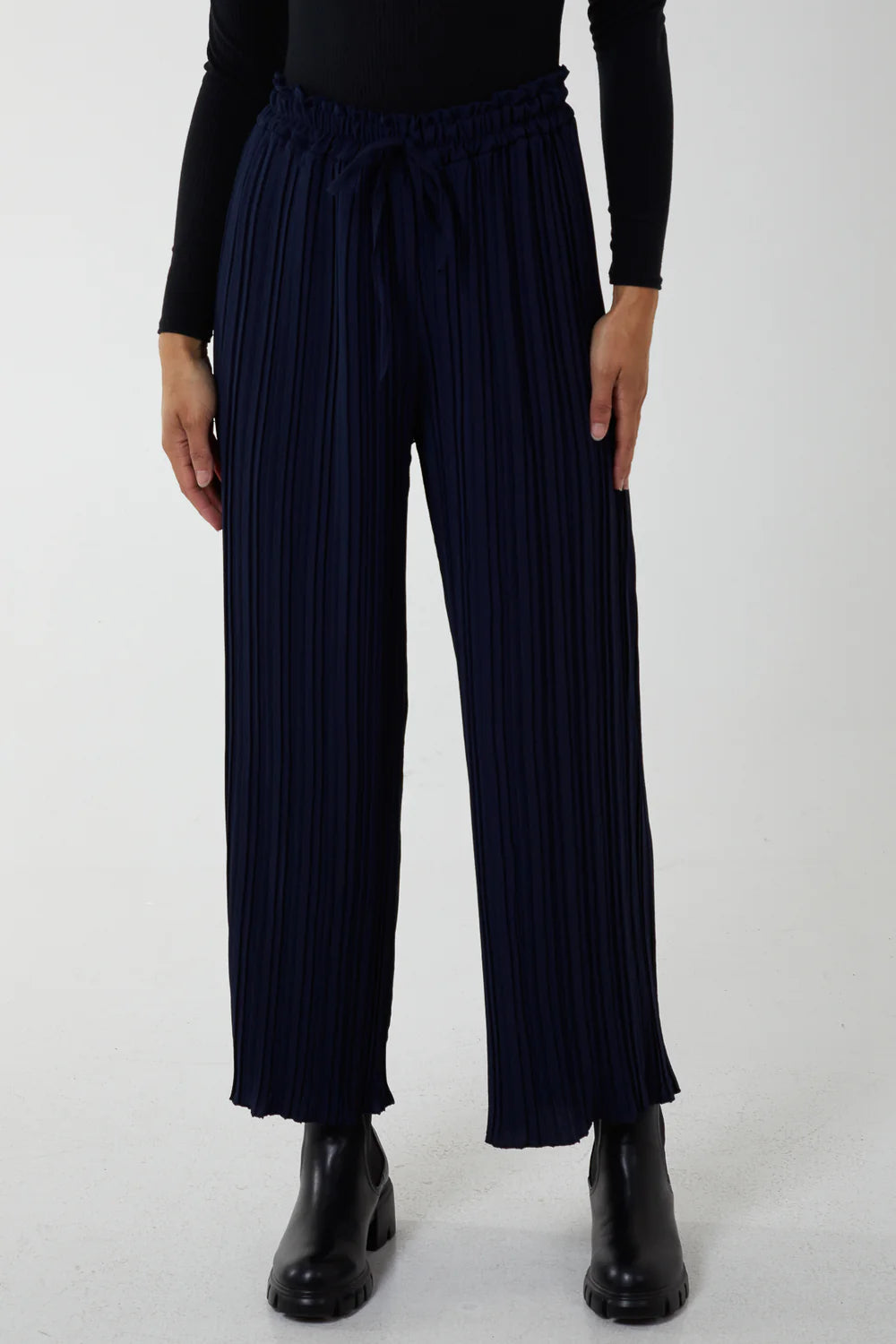 Nova of London Wide Leg Plisse Drawstring Trousers